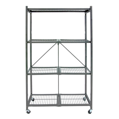 Origami 4 Tier Multipurpose Folding Storage Rack with Wheels, 3 Pack, Gray - 414442