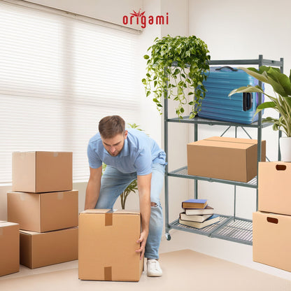 Origami 4 Tier Multipurpose Folding Storage Rack with Wheels, 4 Pack, Gray - 414443