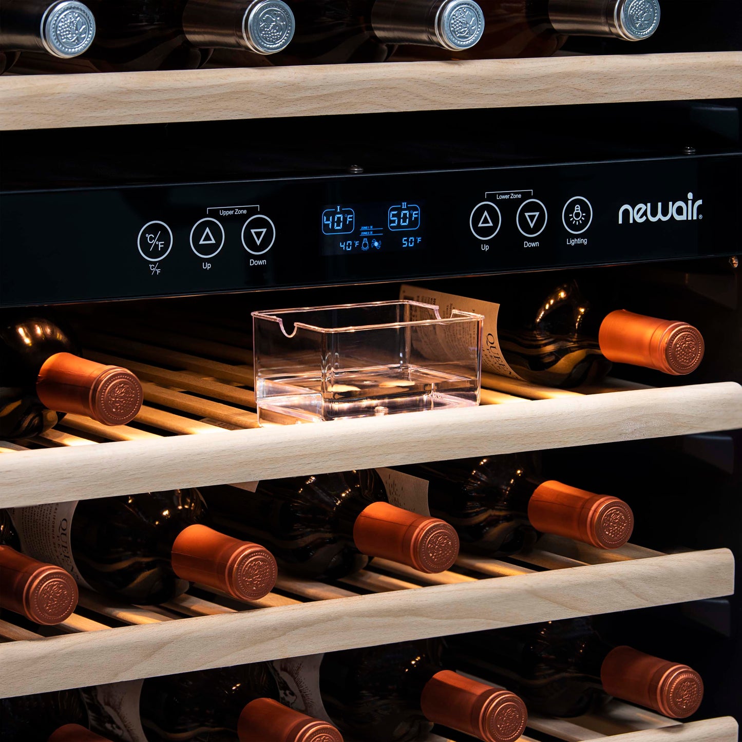 Newair - 27” 116-Bottle Dual-Zone Built-in Stainless Steel Wine Cooler AWR-1160DB