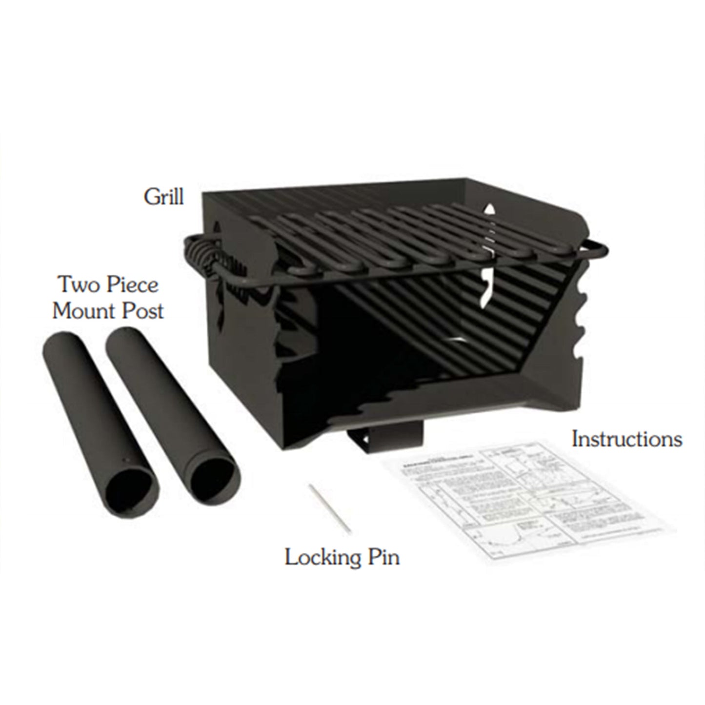 Pilot Rock CBP-135 Park Style Outdoor BBQ Charcoal Grill with Swivel, 3 Pack - 415878