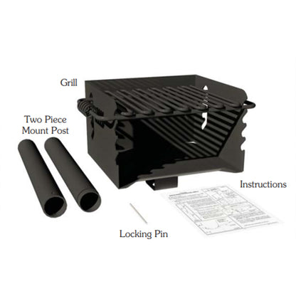 Pilot Rock CBP-135 Park Style Outdoor BBQ Charcoal Grill with Swivel, 3 Pack - 415878