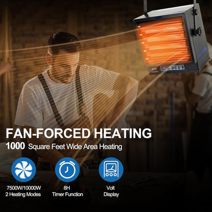 BILT HARD 10,000W Garage Heater, 240V Digital Fan-Forced Wall Mount - WHF-0509