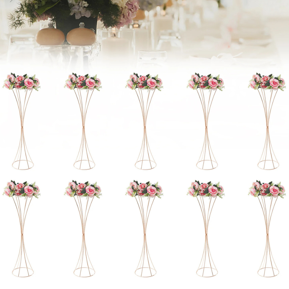 31.5in Tall Metal Gold Trumpet Vases - 10 Pcs