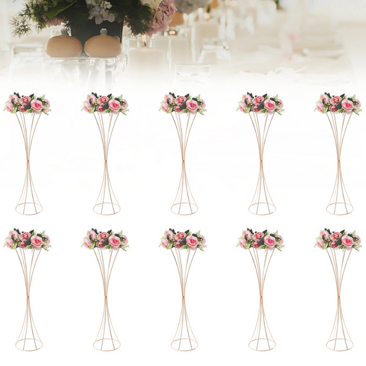 31.5in Tall Metal Gold Trumpet Vases - 10 Pcs - Procure Décor