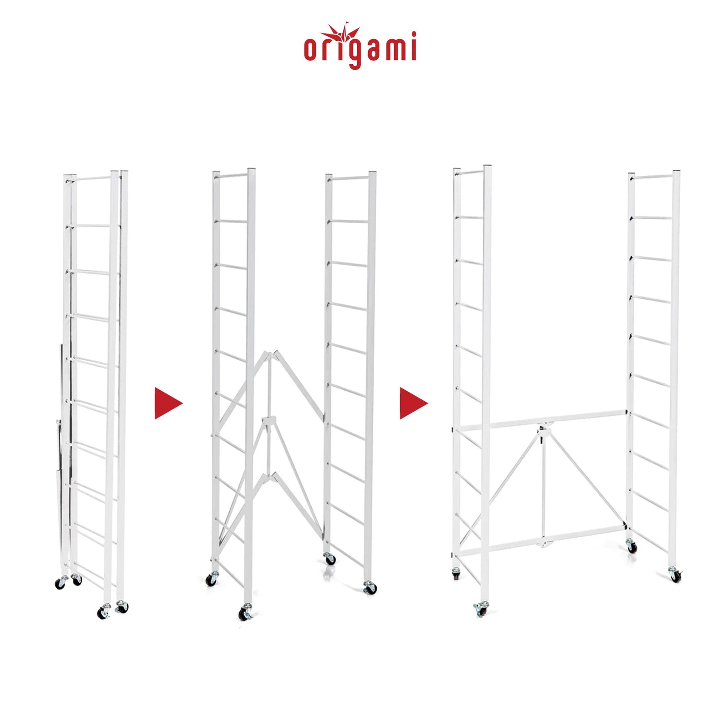 Origami 3 Pack Folding Steel Storage Rack, Adjustable Shelves, R2 Series, White - 415217