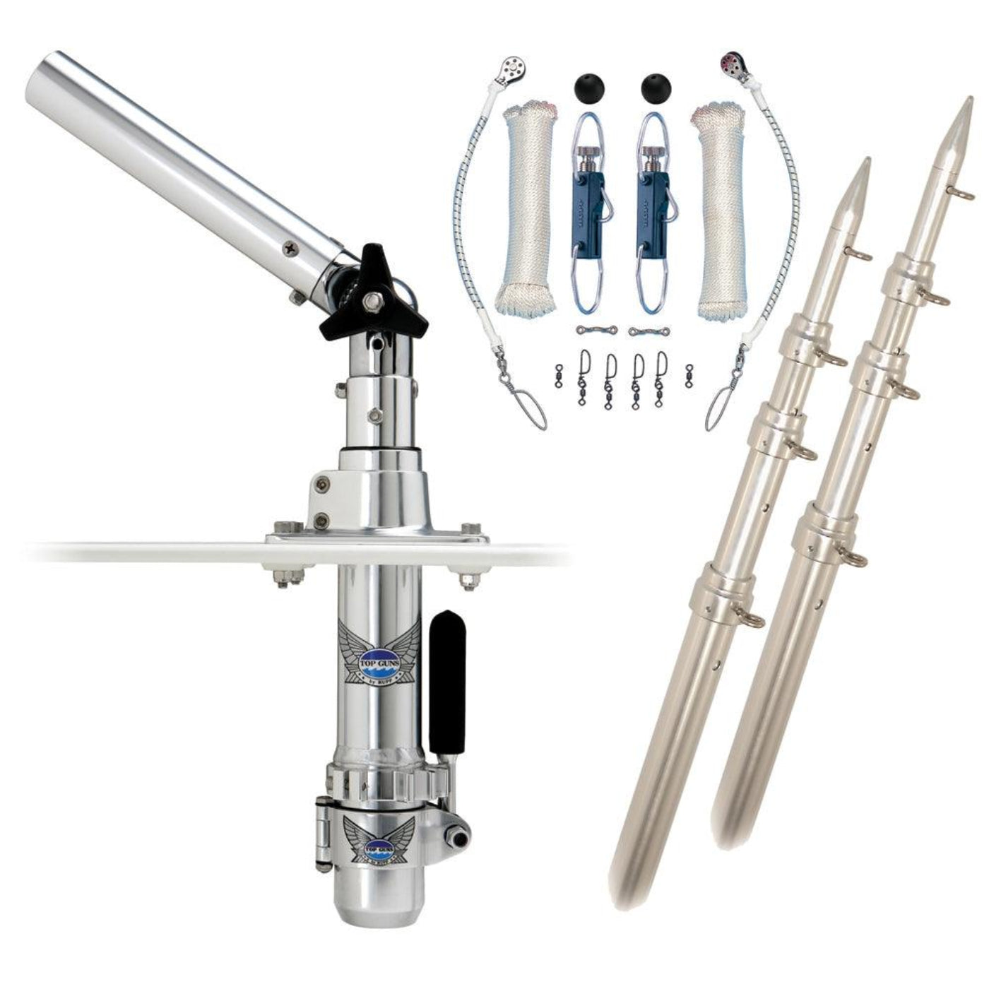 Rupp Classic Top Gun Outrigger Kit w/18' Poles & Complete Single Line Rigging Kit w/Klickers Release Clips [RAD-TPGN-18T] - CWR-52218