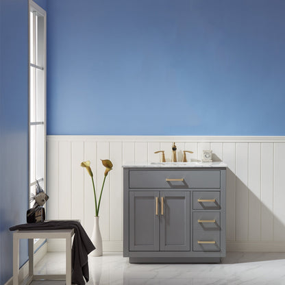 Altair Designs 36" single vanity with top - 531036-WH-CA-NM