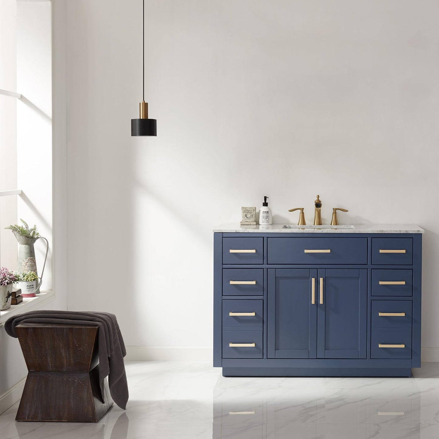 Altair Designs 48" single vanity with top - 531048-WH-CA-NM
