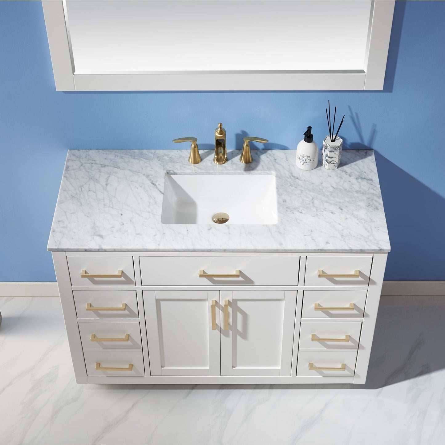 Altair Designs 48" single vanity with top - 531048-WH-CA-NM
