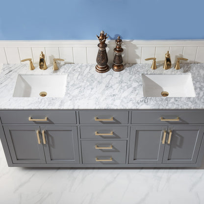 Altair Designs 72" double vanity with top - 531072-WH-CA-NM