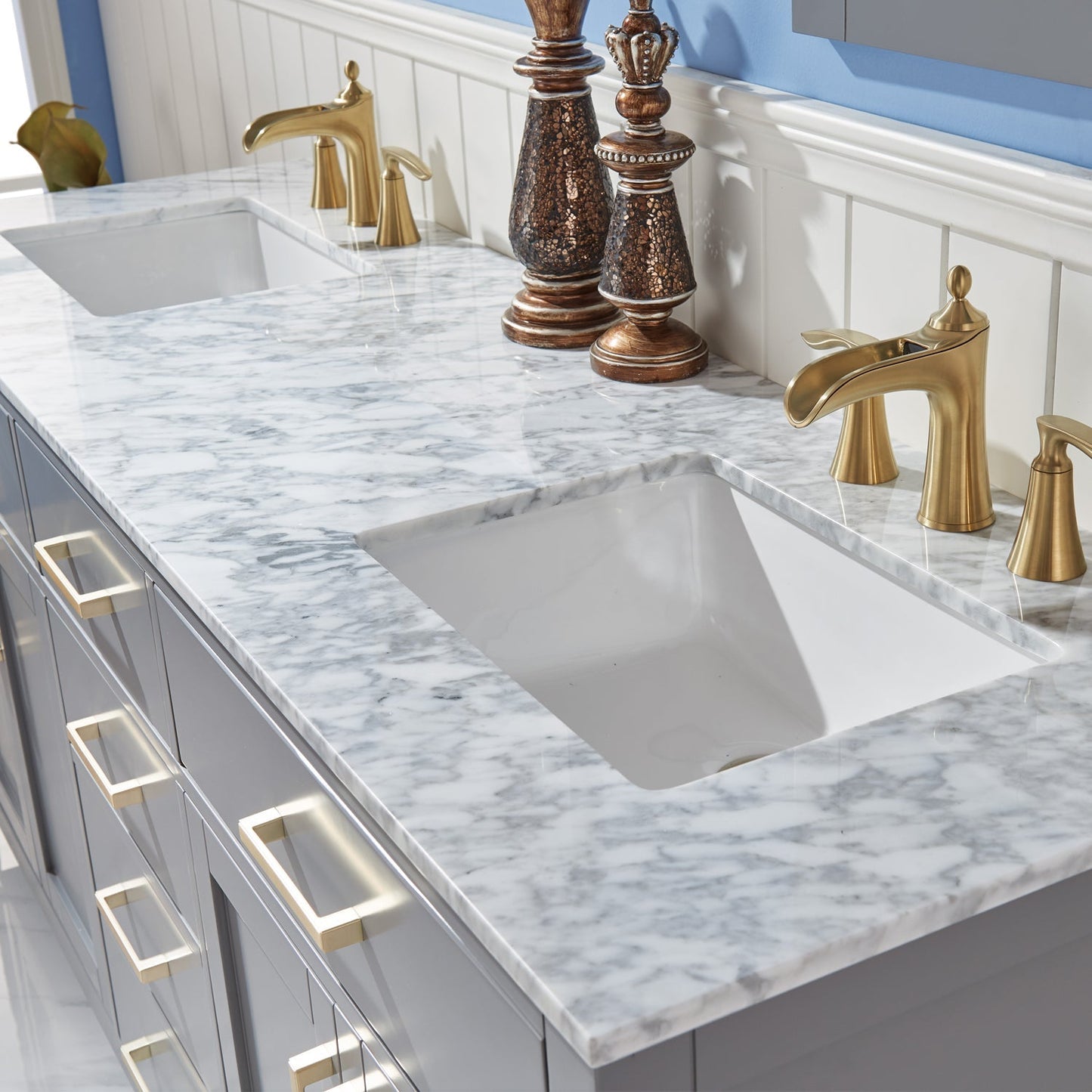 Altair Designs 72" double vanity with top - 531072-WH-CA-NM