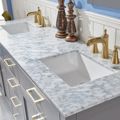 Altair Designs 72" double vanity with top - 531072-WH-CA-NM