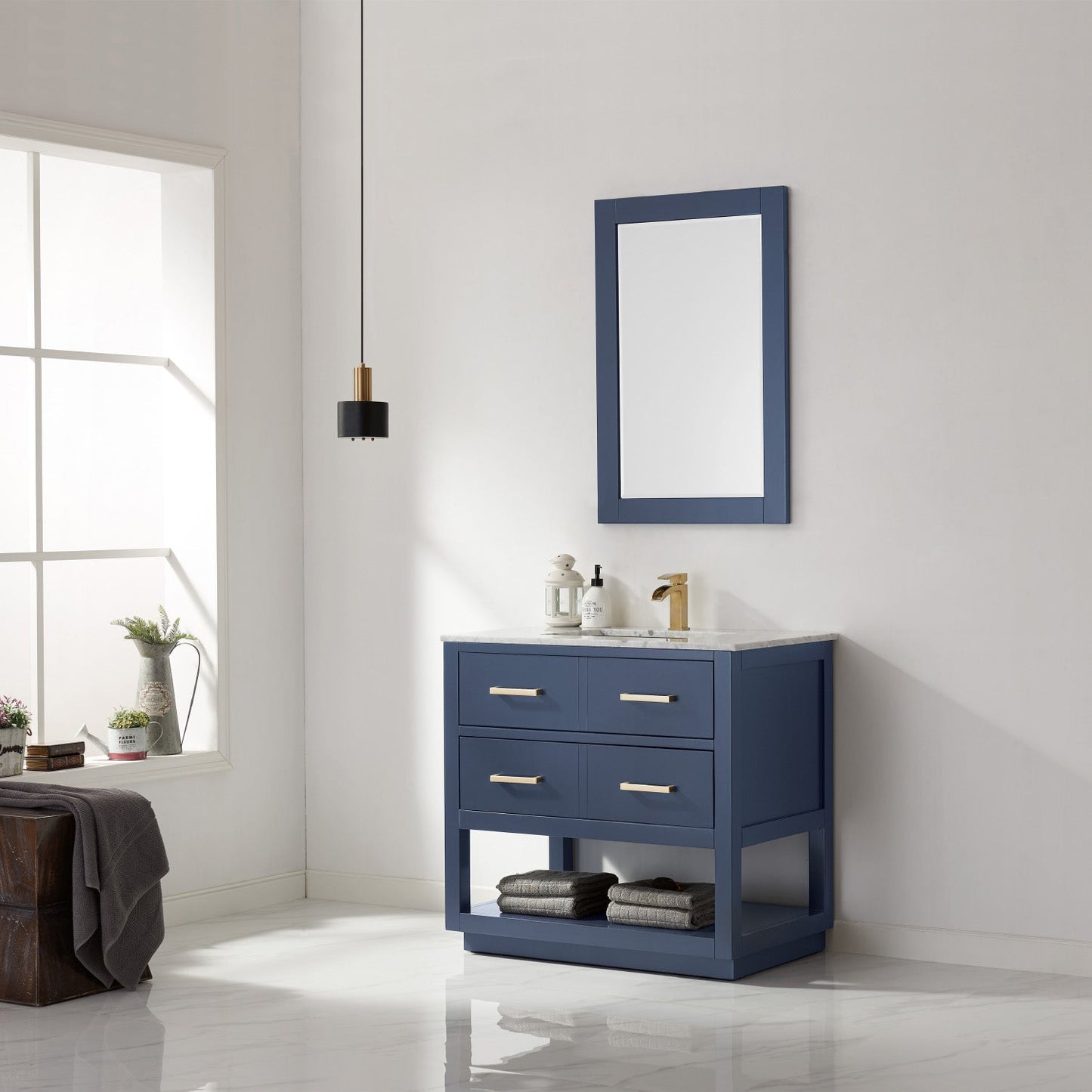 Altair Designs 36" single vanity with top - 532036-WH-CA