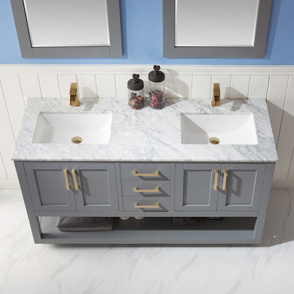 Altair Designs 60" double vanity with top - 532060-WH-CA-NM