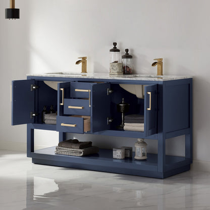 Altair Designs 60" double vanity with top - 532060-WH-CA-NM