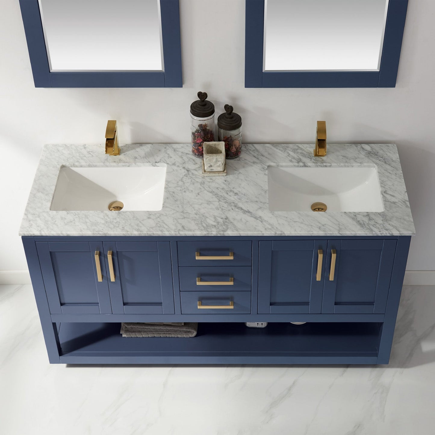 Altair Designs 60" double vanity with top - 532060-WH-CA-NM