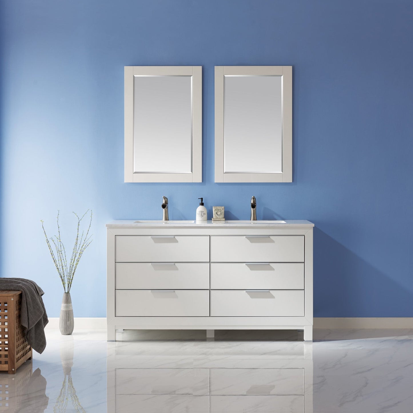 Altair Designs 60" double vanity with top - 533060-RB-AW-NM