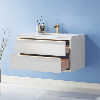 Altair Designs 36" single vanity with top - 534036-WH-AW-NM