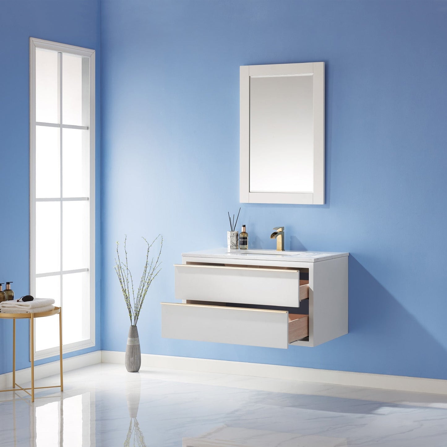 Altair Designs 36" single vanity with top - 534036-WH-AW-NM