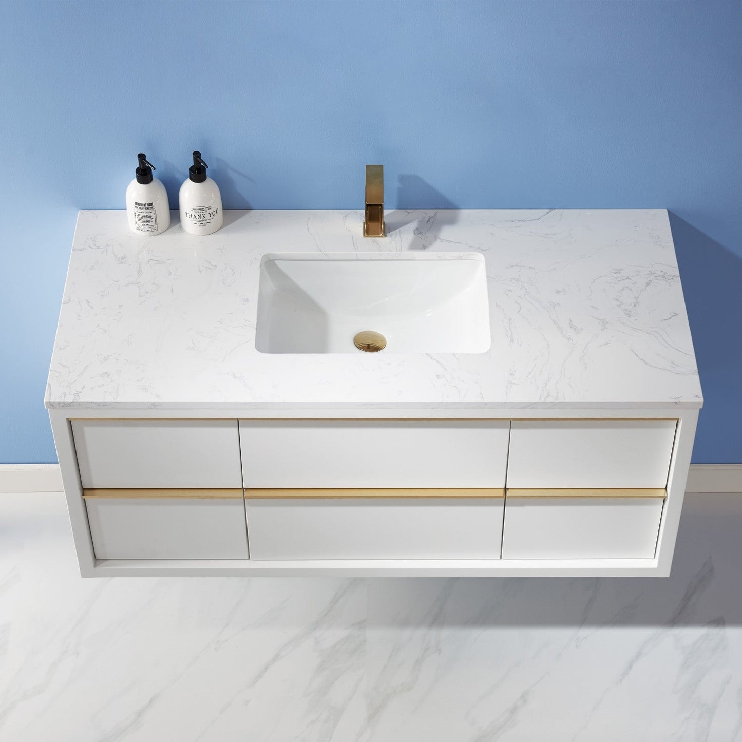 Altair Designs 48" single vanity with top - 534048-WH-AW-NM