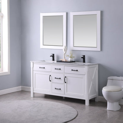 Altair Designs 60" double vanity with top - 535060-WH-CA