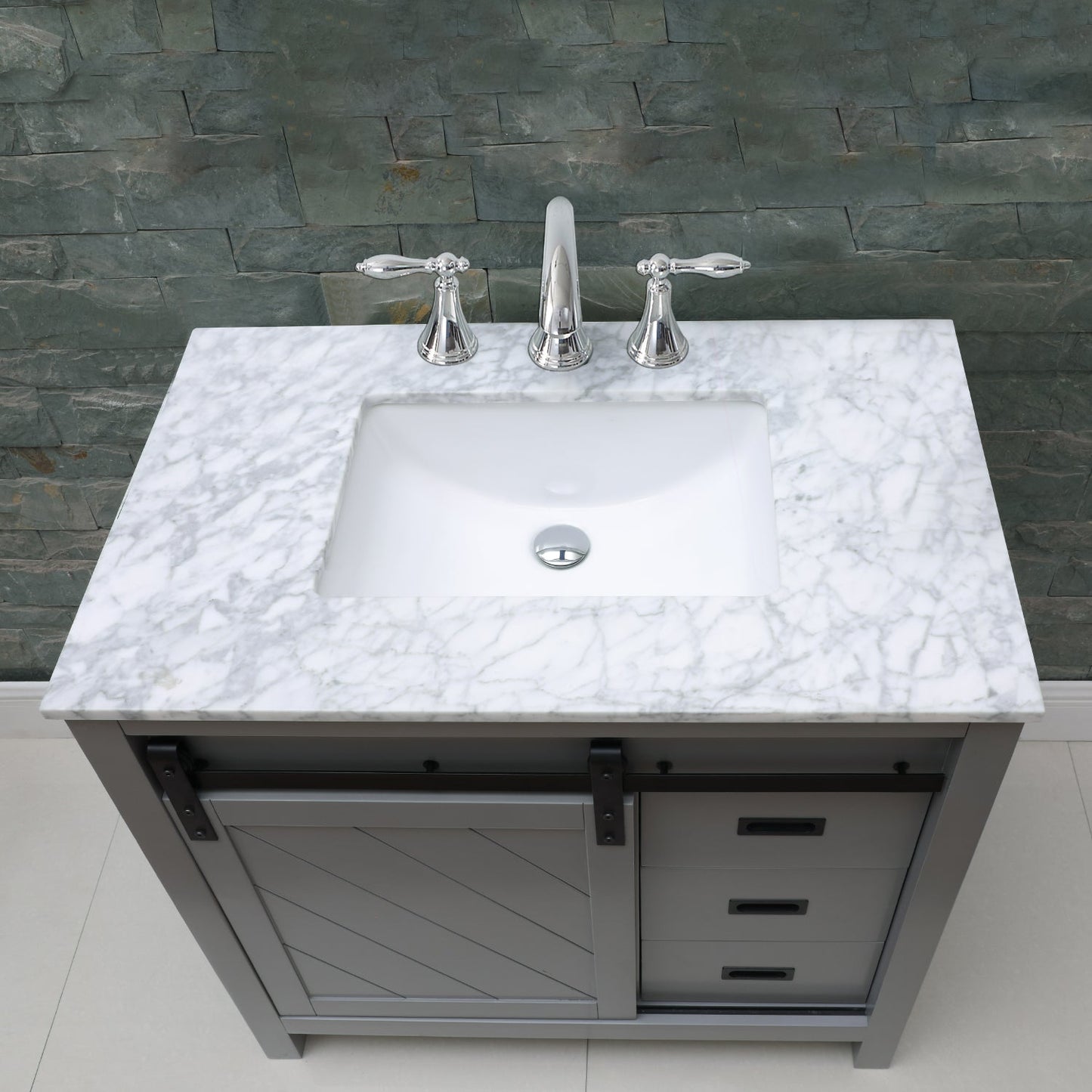Altair Designs 36" single vanity with top - 536036-WH-CA-NM
