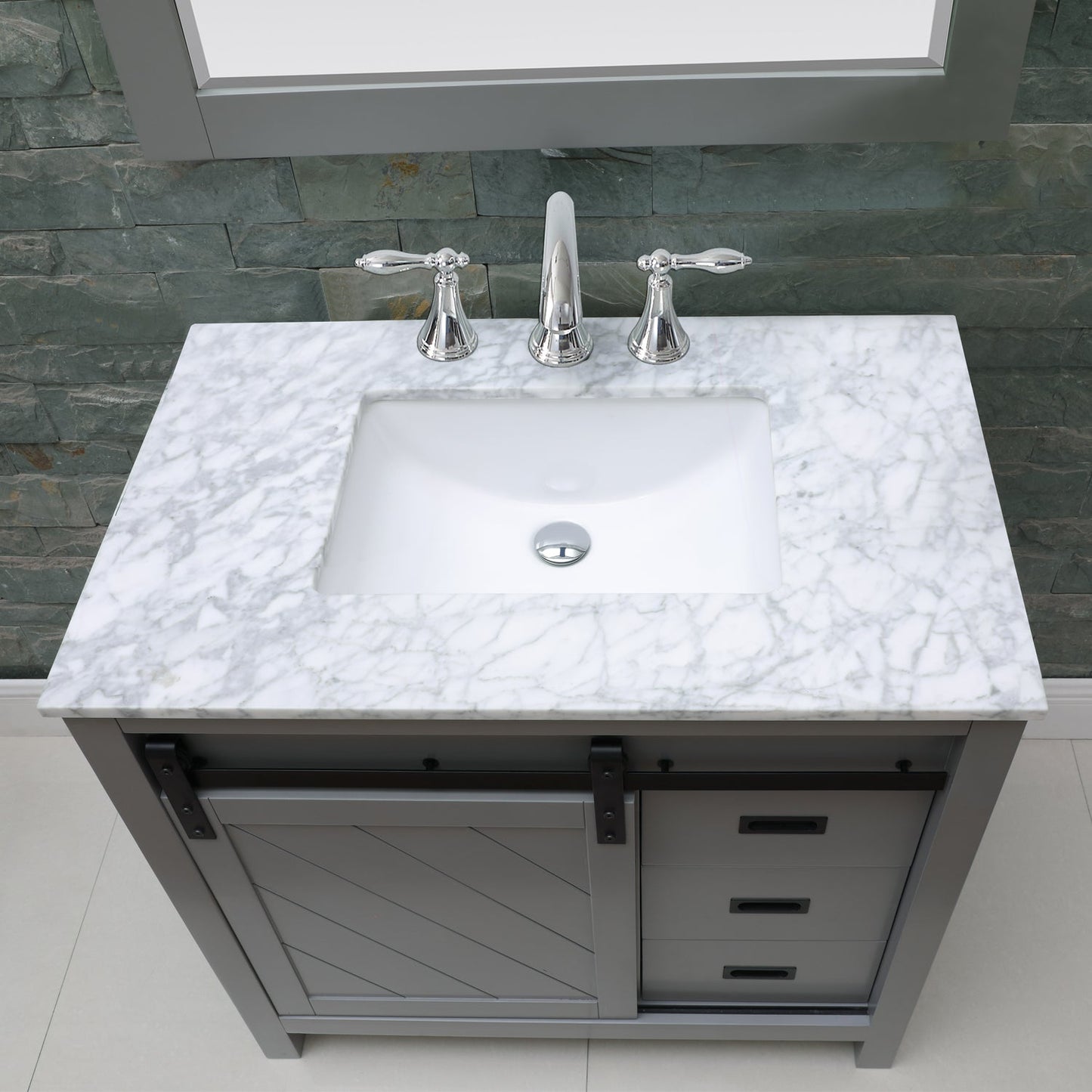 Altair Designs 36" single vanity with top - 536036-WH-CA-NM