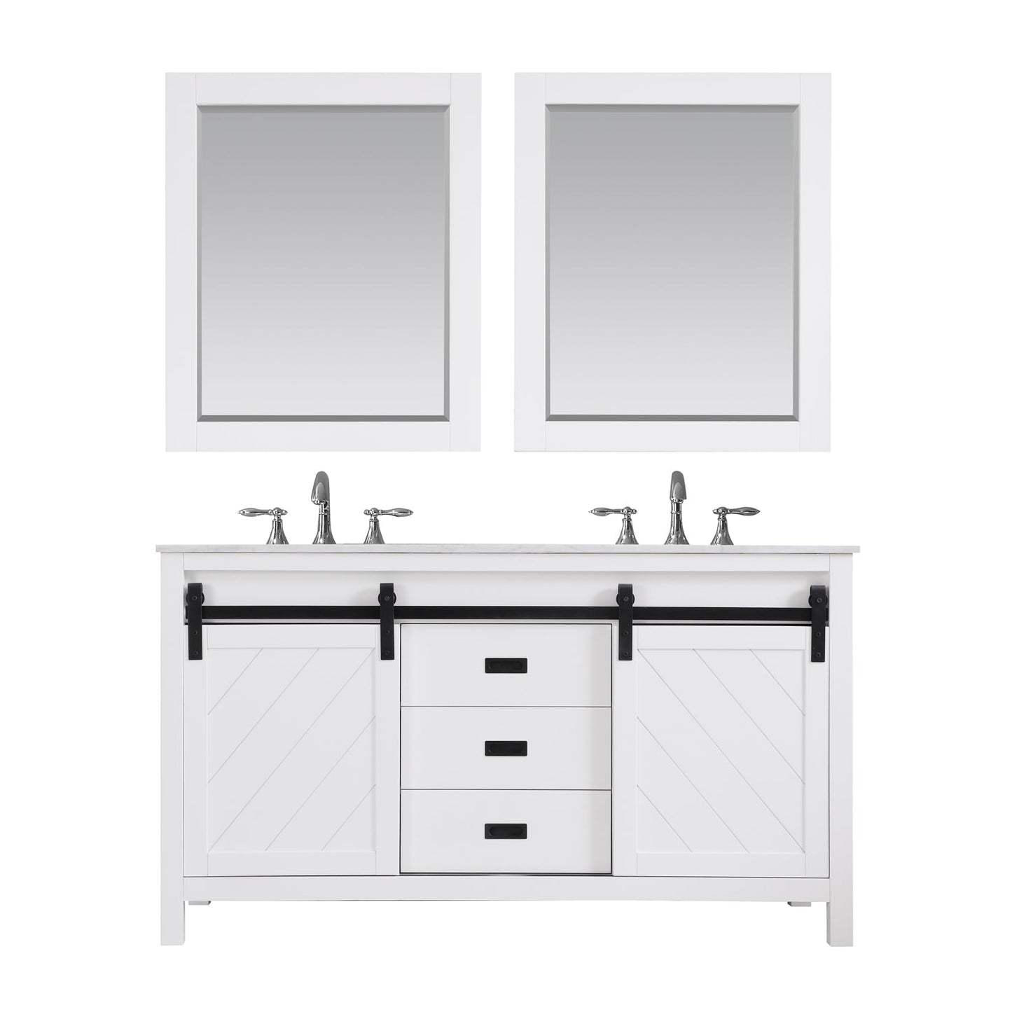 Altair Designs Kinsley 60" double vanity with top - 536060-WH-CA-NM