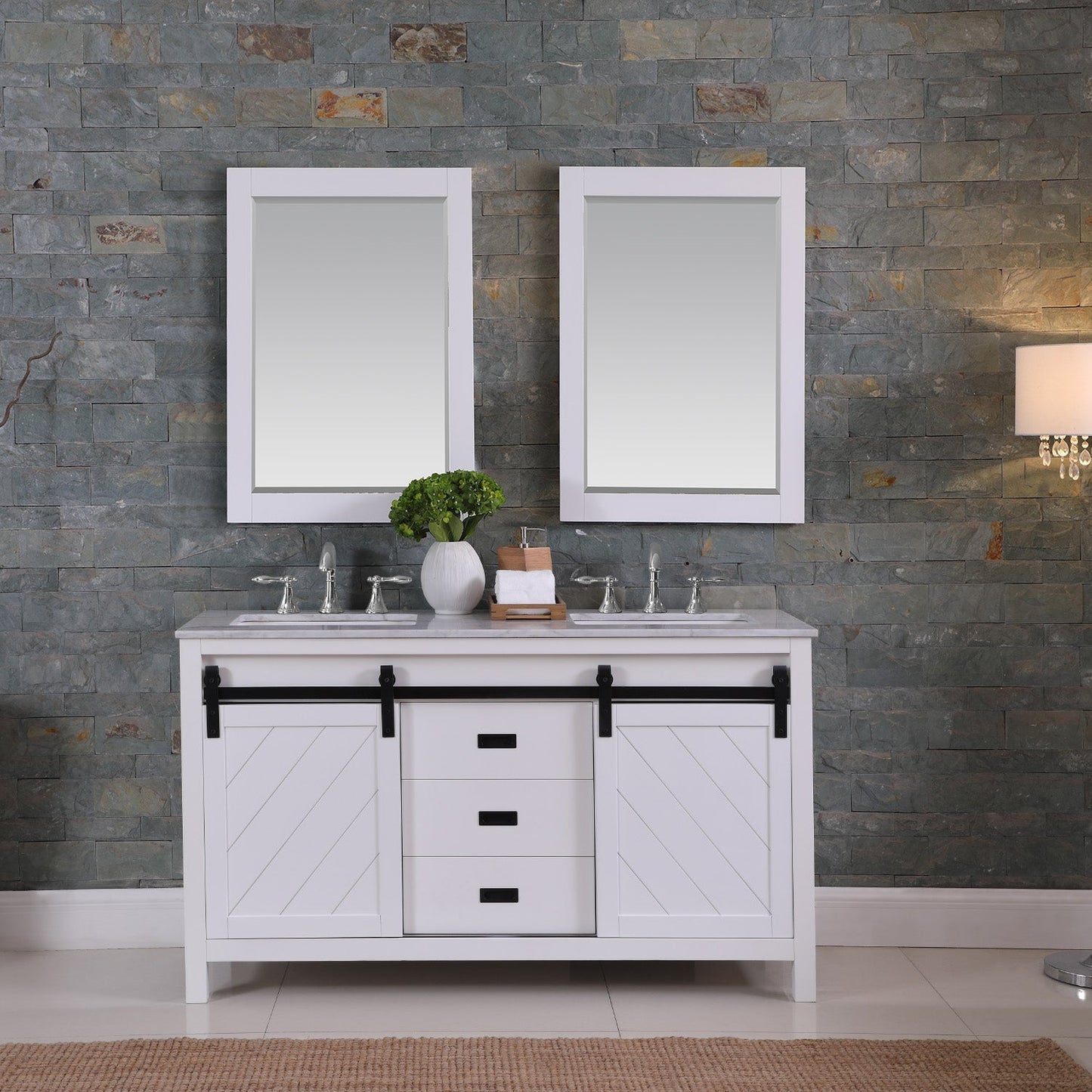 Altair Designs Kinsley 60" double vanity with top - 536060-WH-CA-NM