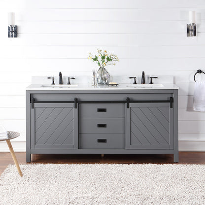 Altair Designs Kinsley 72" double vanity with top - 536072-WH-AW-NM