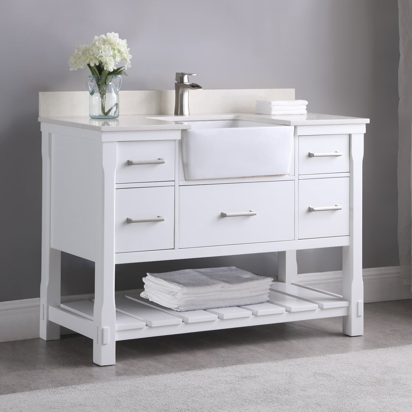 Altair Designs 48" single vanity with top - 537048-WH-AW-NM