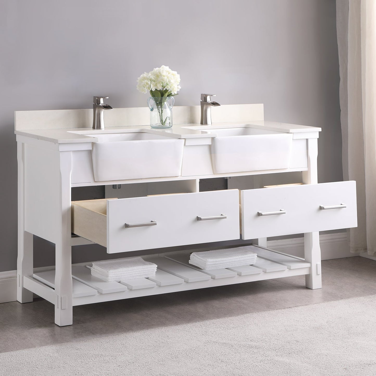 Altair Designs 60" double vanity with top - 537060-WH-AW-NM