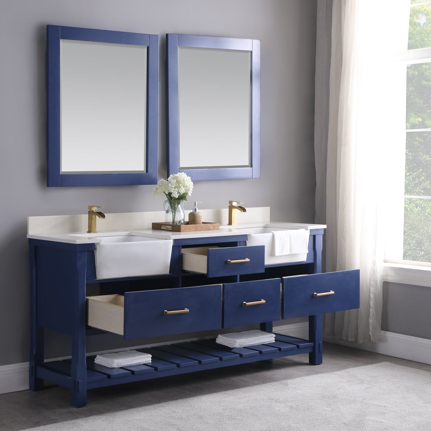 Altair Designs 72" double vanity with top - 537072-WH-AW-NM