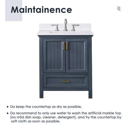 Altair Designs 30" single vanity with top - 538030-WH-CA-NM