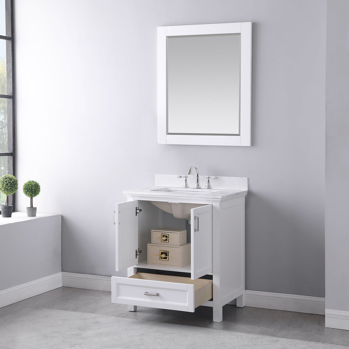Altair Designs 30" single vanity with top - 538030-WH-CA-NM
