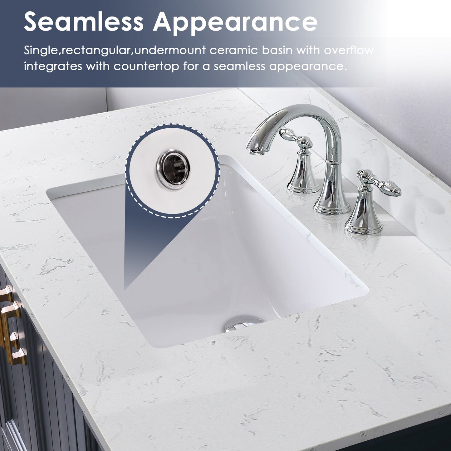 Altair Designs 36" single vanity with top - 538036-WH-CA-NM