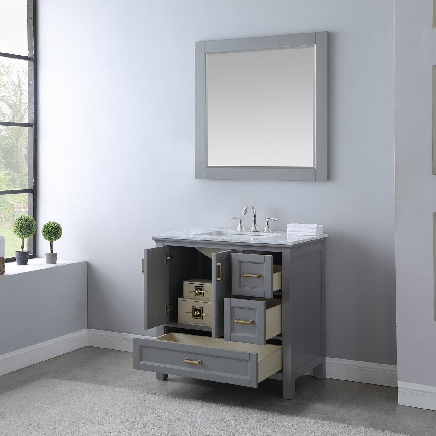 Altair Designs 36" single vanity with top - 538036-WH-CA-NM