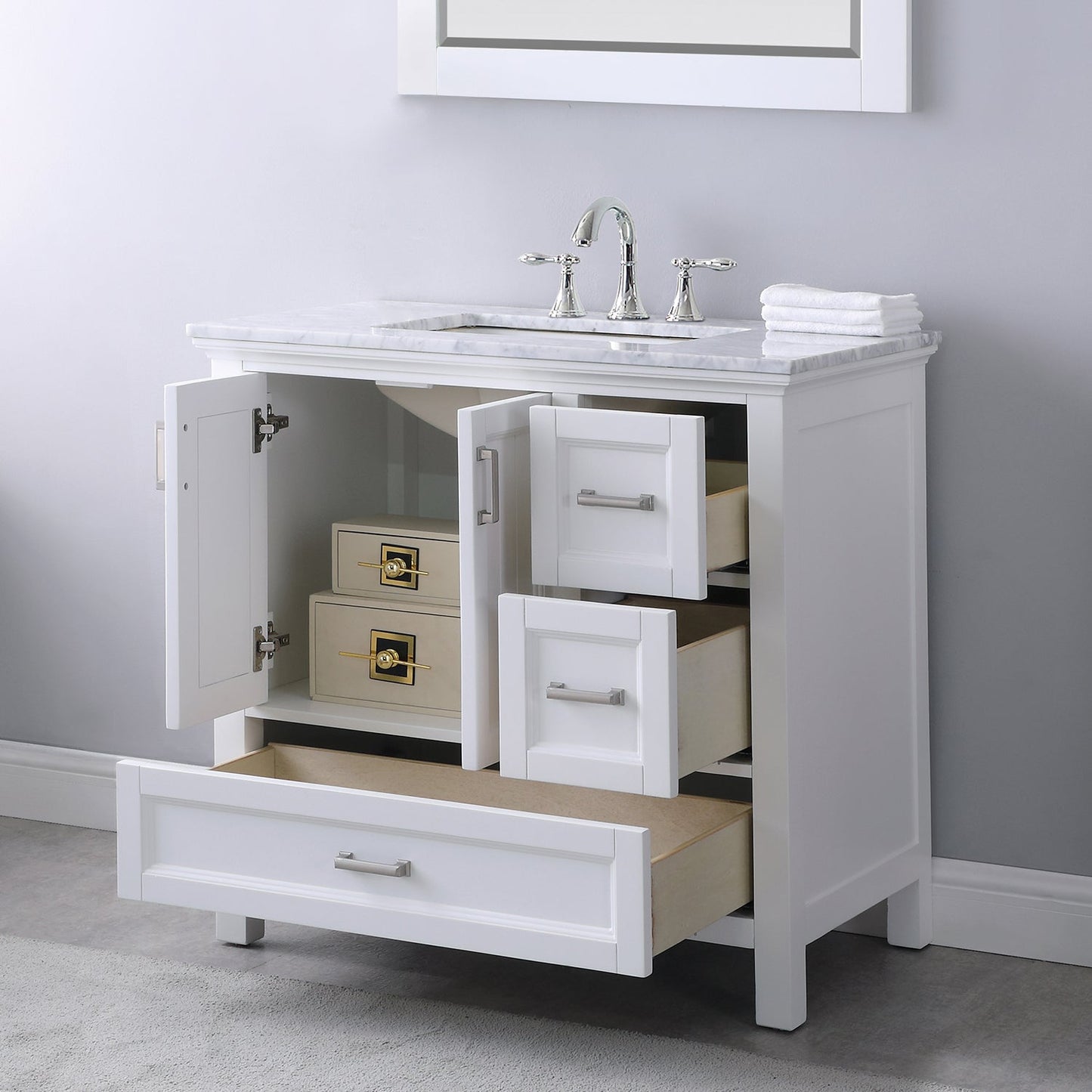 Altair Designs 36" single vanity with top - 538036-WH-CA-NM