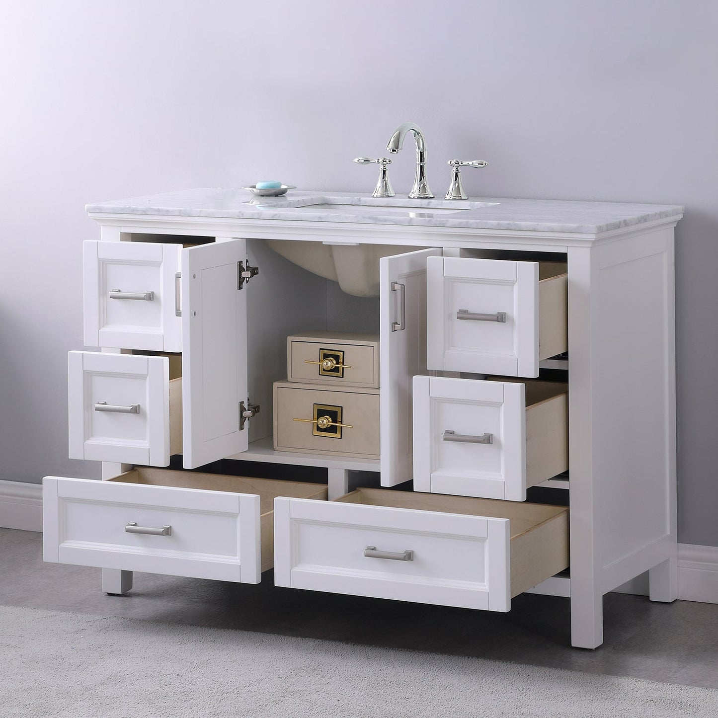 Altair Designs 48" single vanity with top - 538048-WH-CA-NM