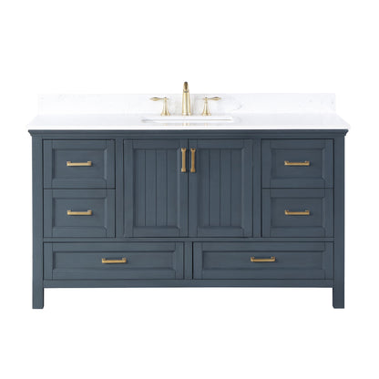 Altair Designs 60" single vanity with top - 538060S-WH-AW-NM