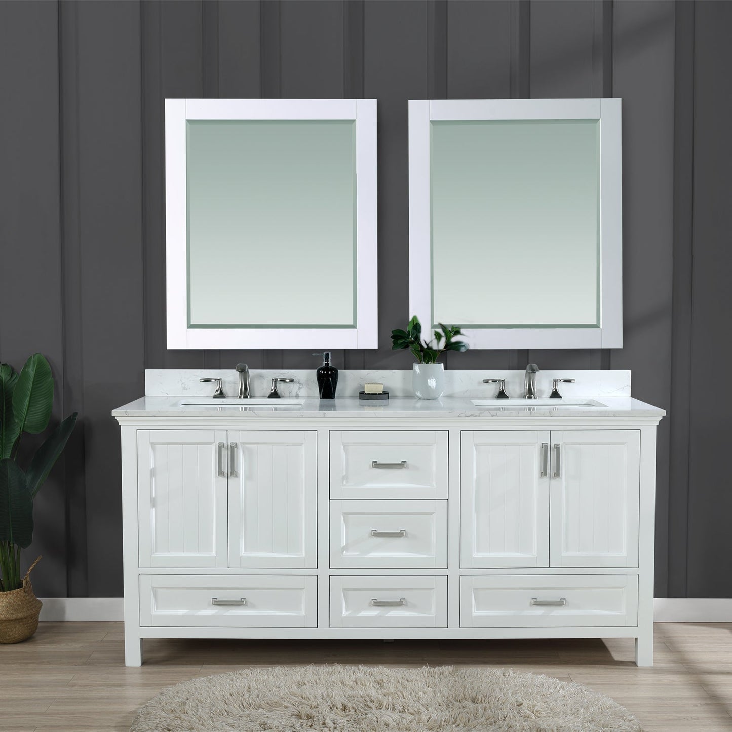 Altair Designs Isla 72" double vanity with top - 538072-CB-AW-NM
