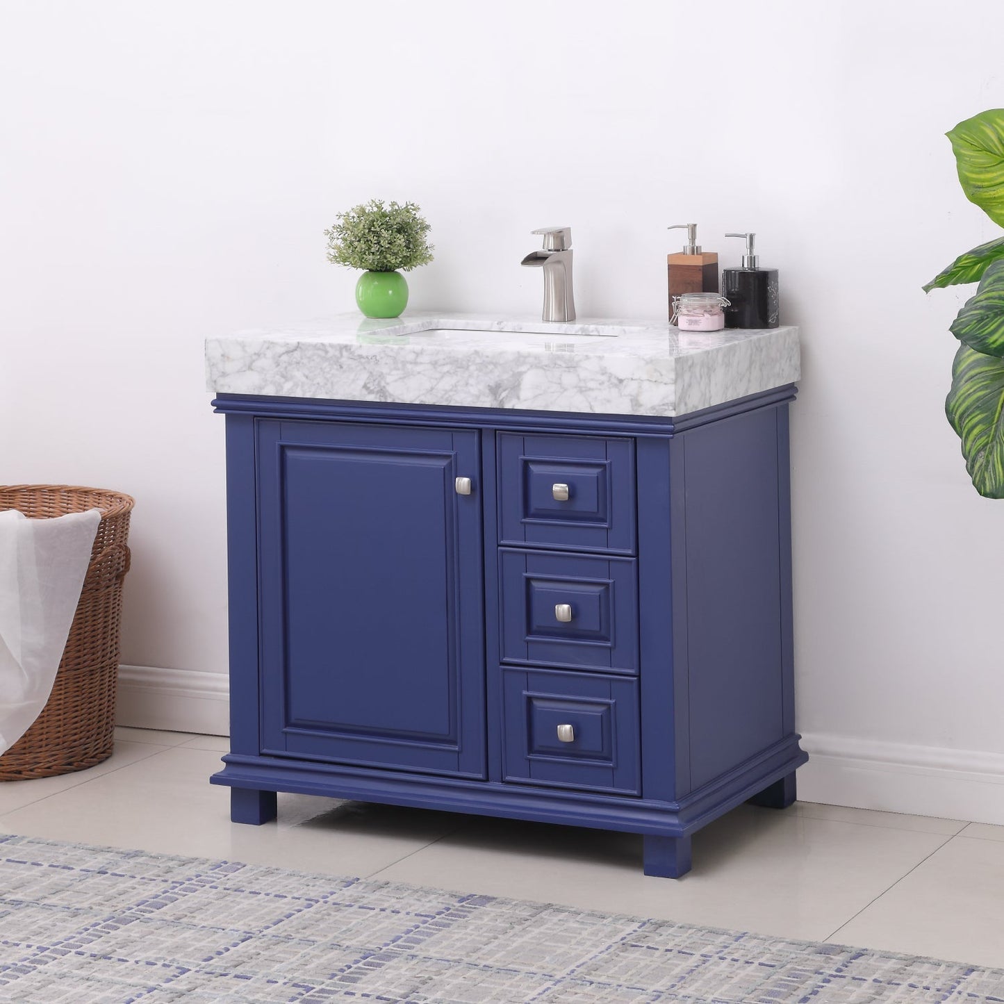 Altair Designs 36" single vanity with top - 539036-WH-CA-NM