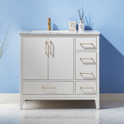 Altair Designs 36" single vanity with top - 541036-WH-CA-NM