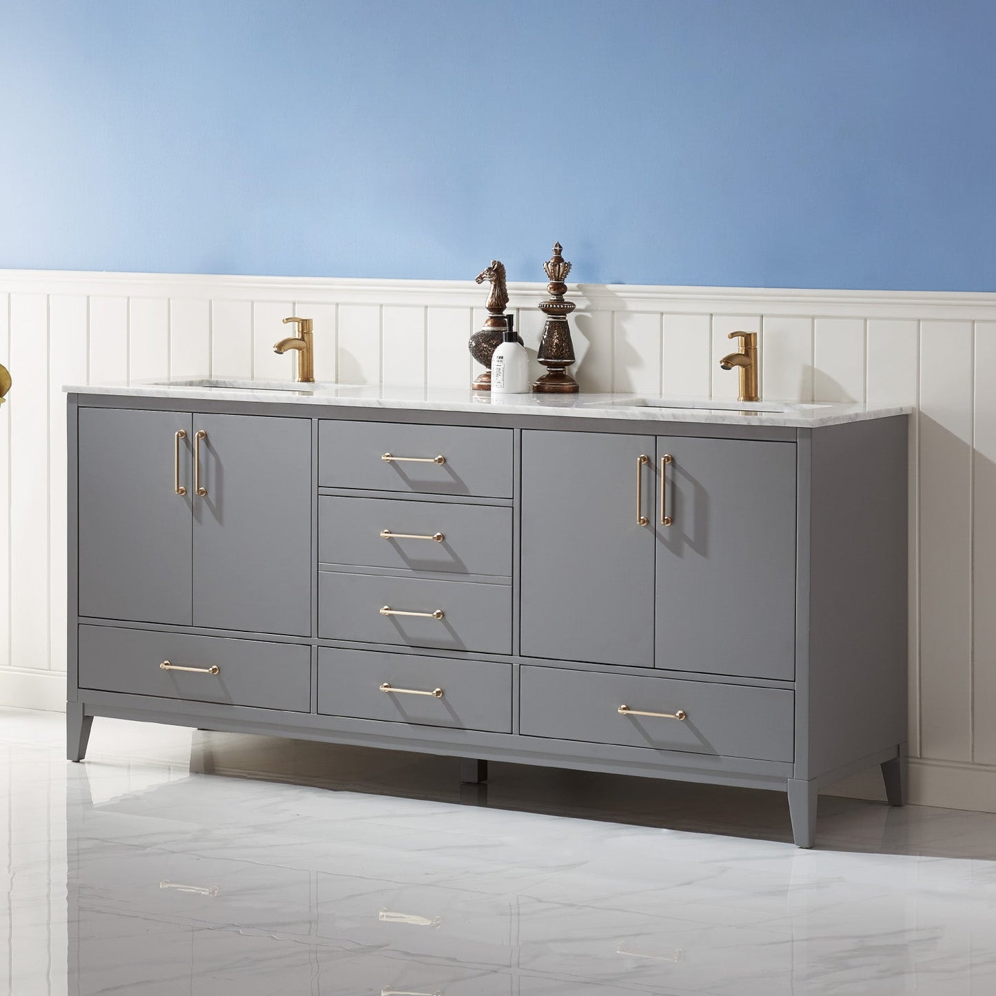 Altair Designs 72" double vanity with top - 541072-WH-CA-NM