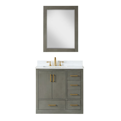 Altair Designs Monna 36" single vanity with top - 544036-WH-CG-NM