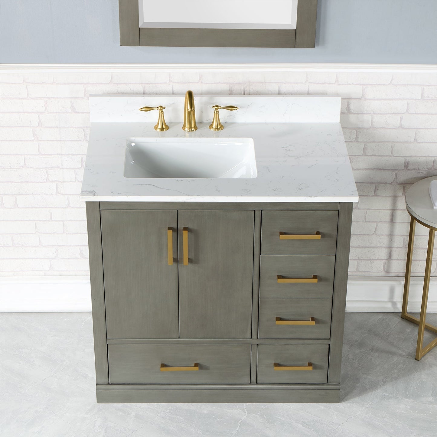 Altair Designs Monna 36" single vanity with top - 544036-WH-CG-NM