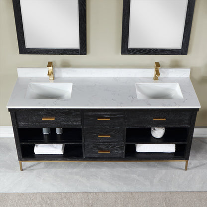 Altair Designs 72" double vanity with top - 545072-WH-AW-NM