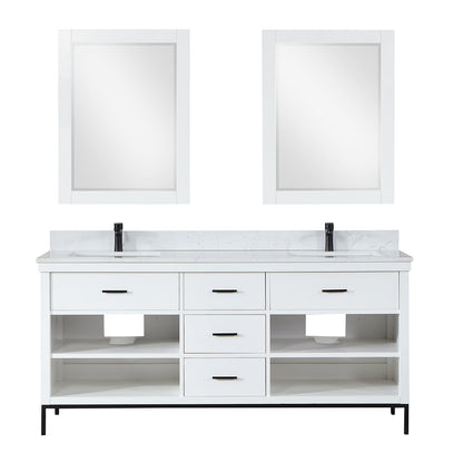 Altair Designs 72" double vanity with top - 545072-WH-AW-NM