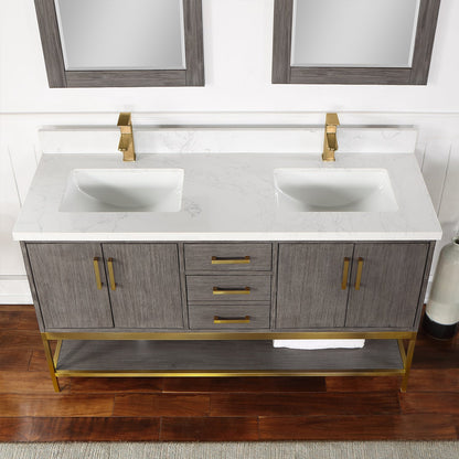 Altair Designs  60" double vanity with top - 546060-WO-GW-NM