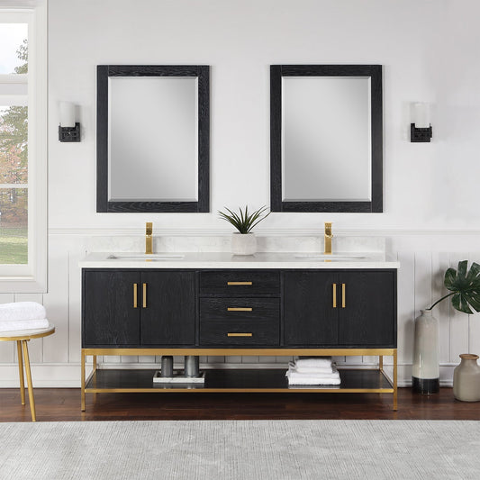 Altair Designs 72" double vanity with top - 546072-WO-GW-NM
